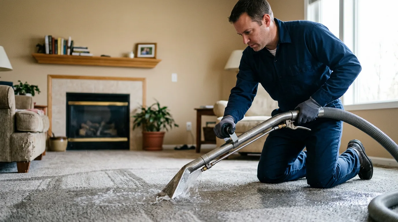 Water damage restoration technician working near Marshall, WI